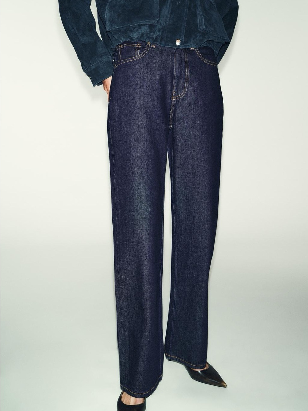 Zara Dark Navy Straight-Leg Jeans